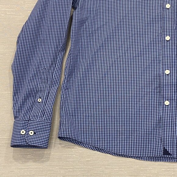 UNTUCKit Shirt Mens XL Blue Check Slim Wrinkle Free Long Sleeve Button Up - Picture 6 of 14
